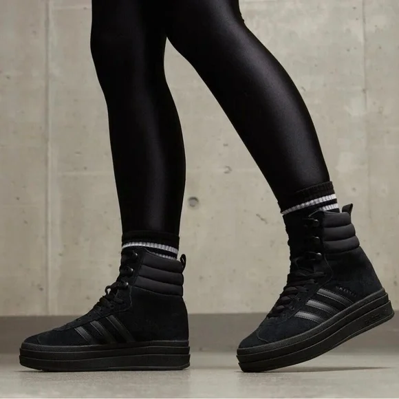 Adidas Gazelle High Boots Triple Black Women’s Athletic Sneakers ID6983 - NWT - Picture 2 of 14